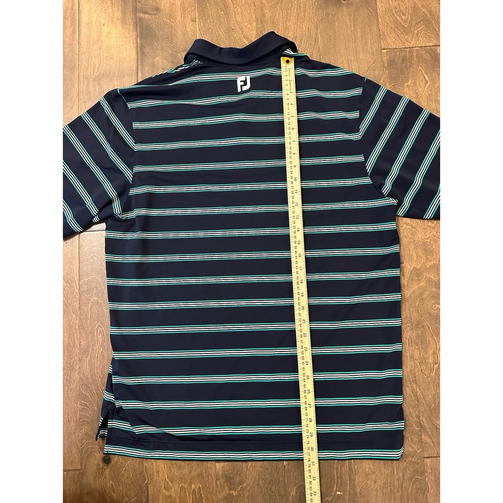 Footjoy Polo Large Blue Striped TPG Scottsdale Short Sleeve Golf Logo - Picture 10 of 11